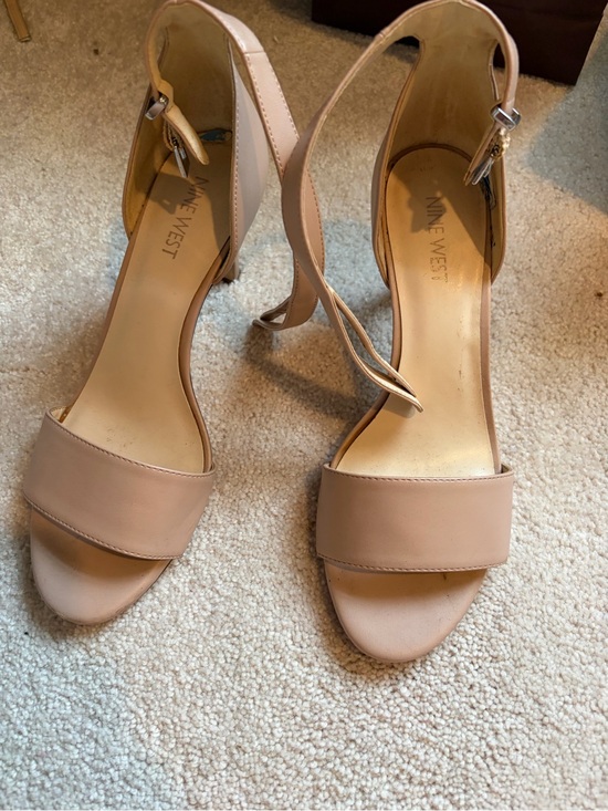 Nine West Shoes - Nine West Blush Nude Ankle-Strap Block Heel Sandals